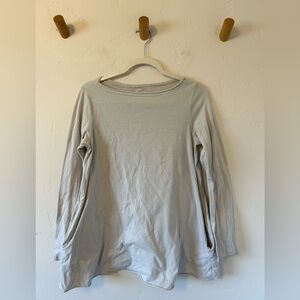 Labo.Art Long Sleeve Oversized with Pockets Sz 1/S Grey/Neutral Top Cotton Blend